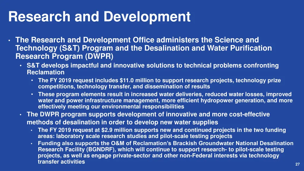 research and development
