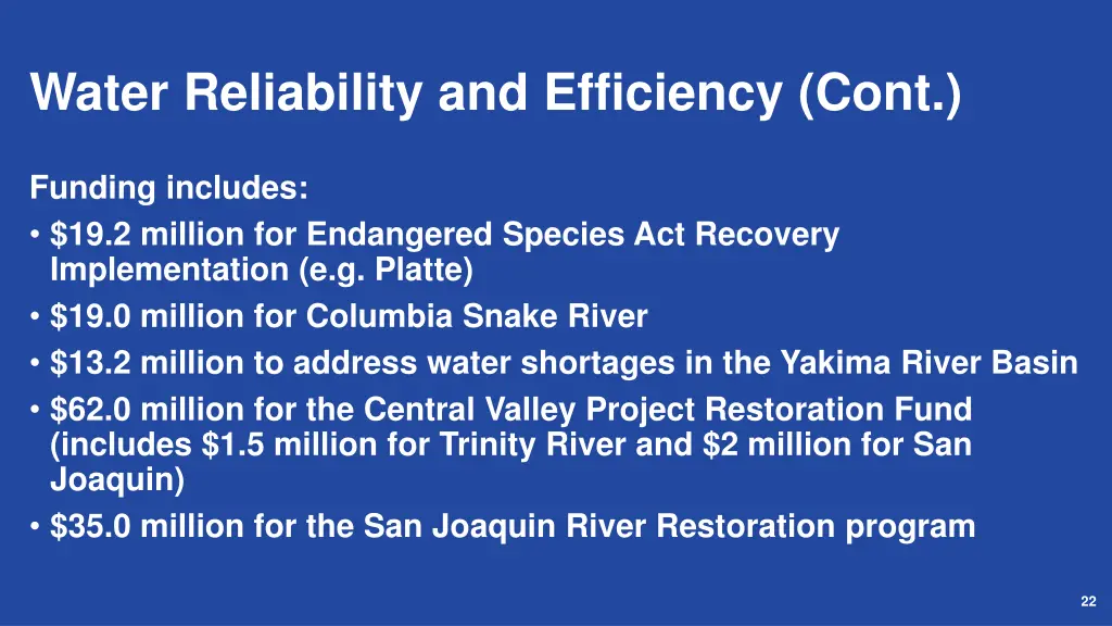 water reliability and efficiency cont