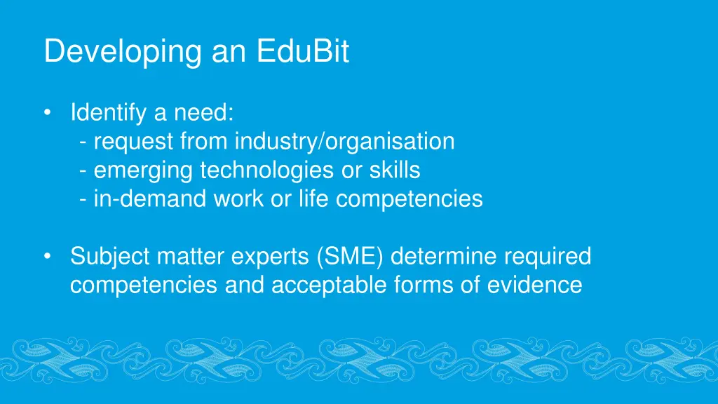 developing an edubit