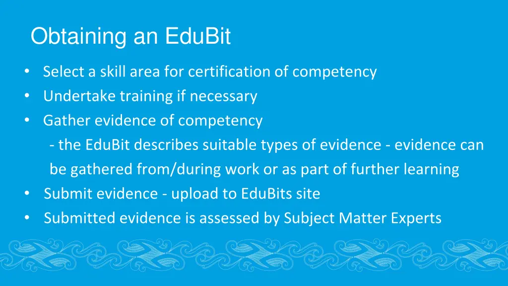 obtaining an edubit