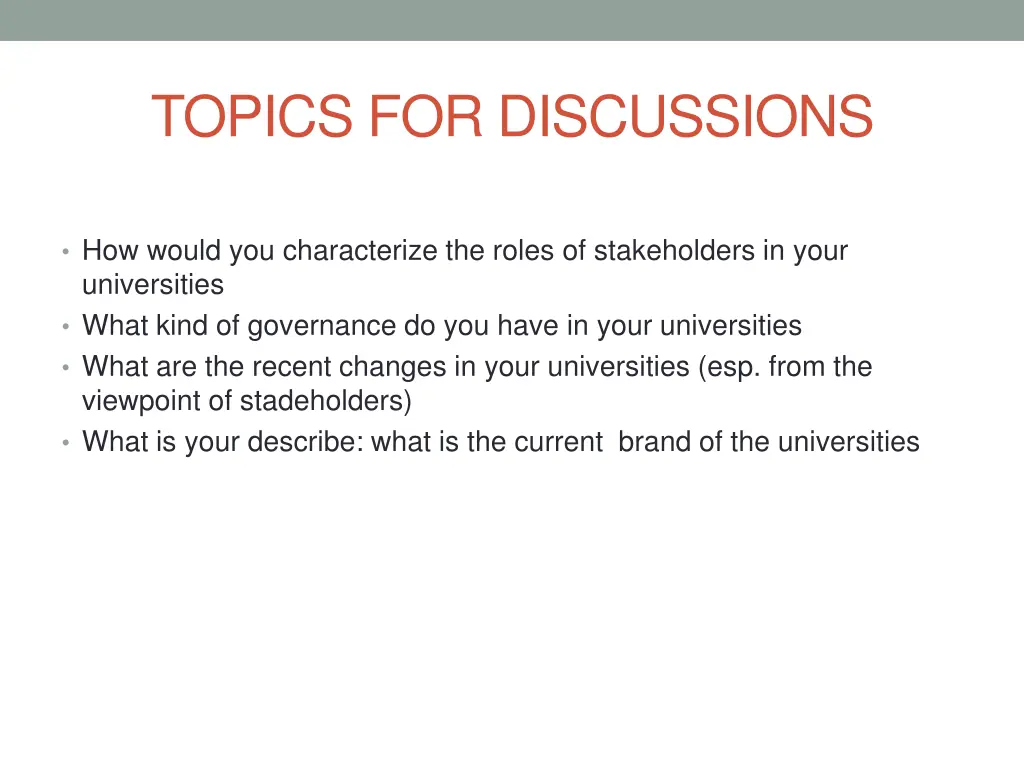 topics for discussions