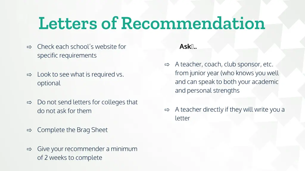 letters of recommendation