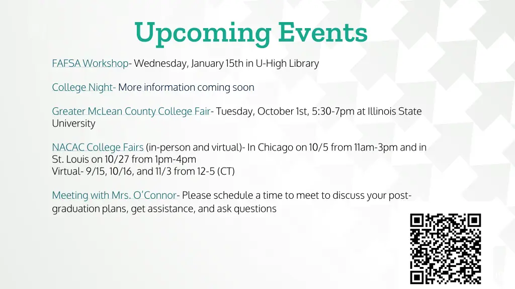 upcoming events