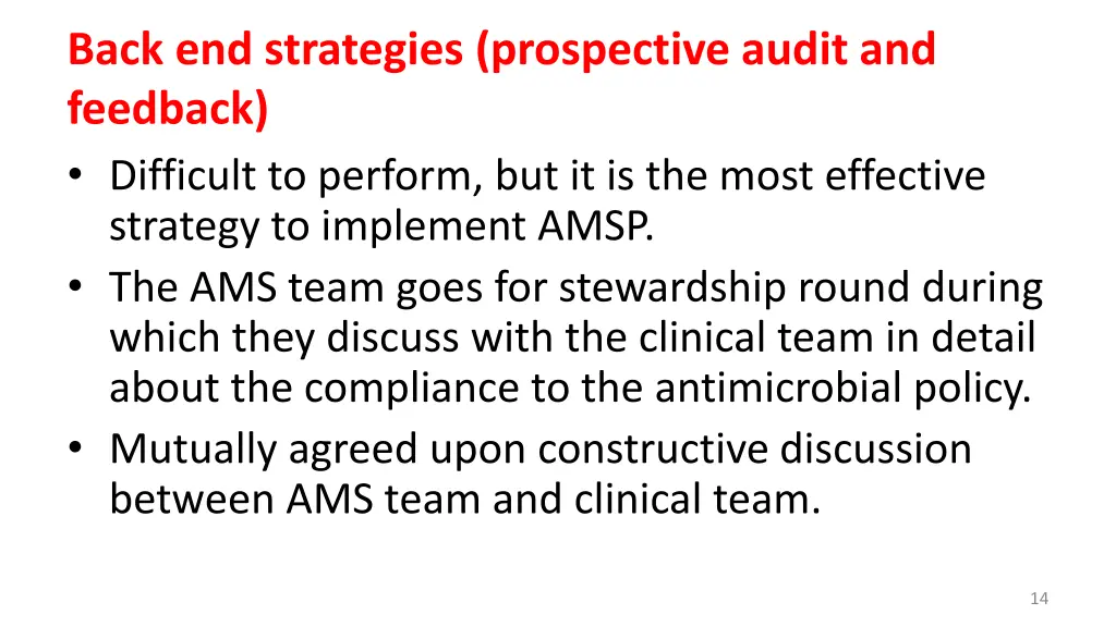 back end strategies prospective audit