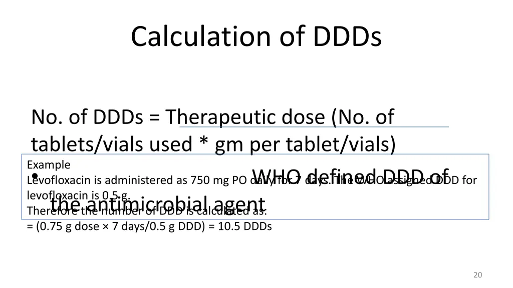 calculation of ddds