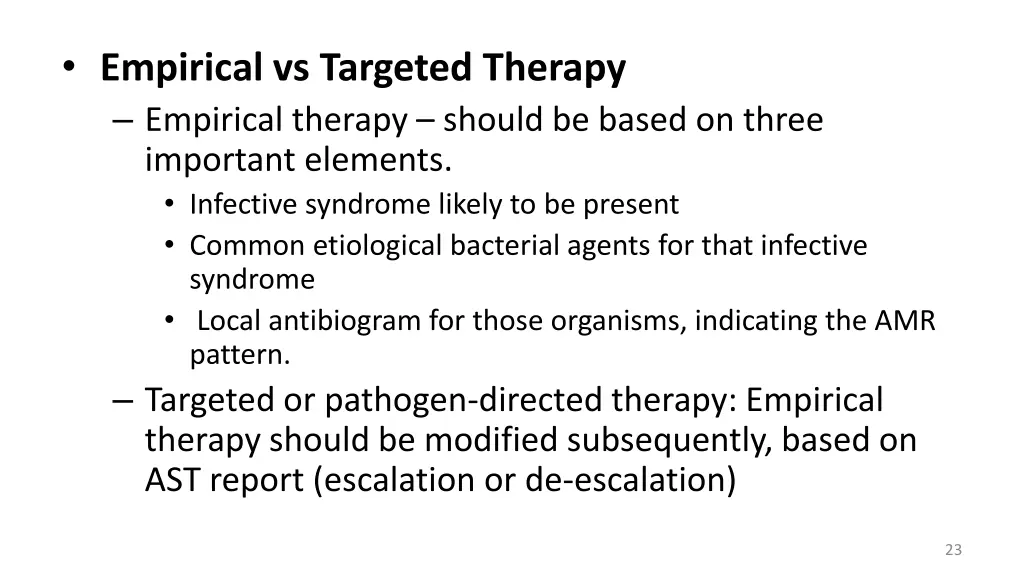 empirical vs targeted therapy empirical therapy
