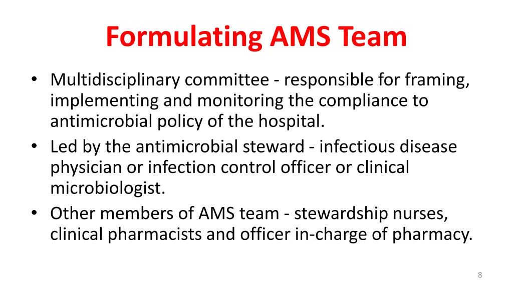 formulating ams team
