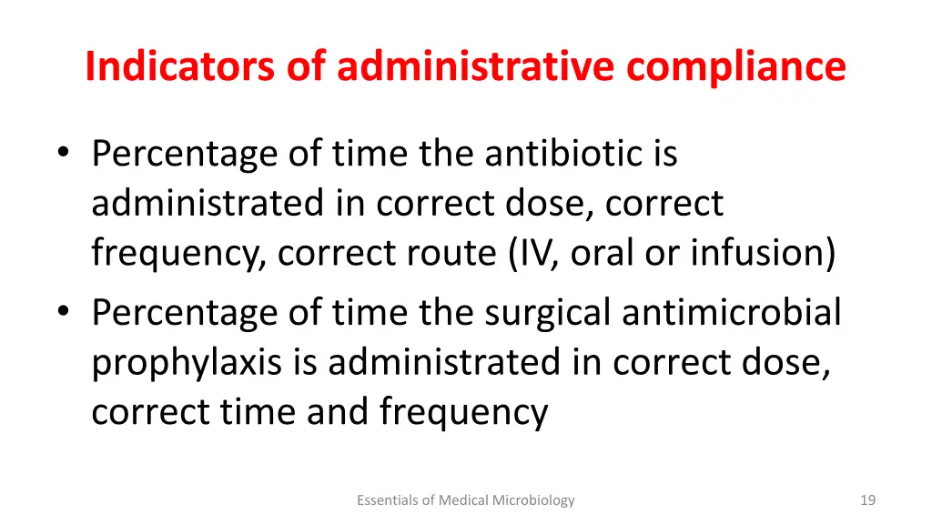 indicators of administrative compliance