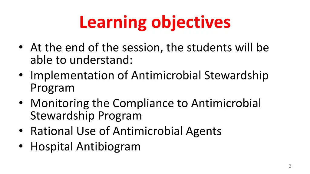 learning objectives