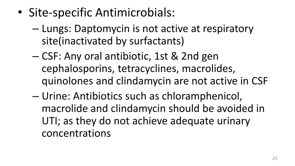 site specific antimicrobials lungs daptomycin