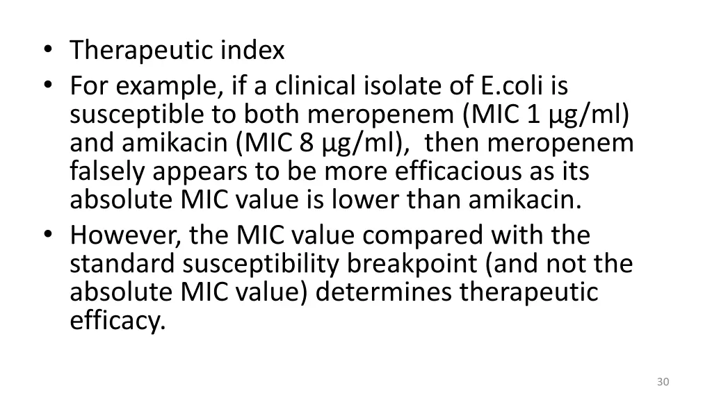 therapeutic index for example if a clinical