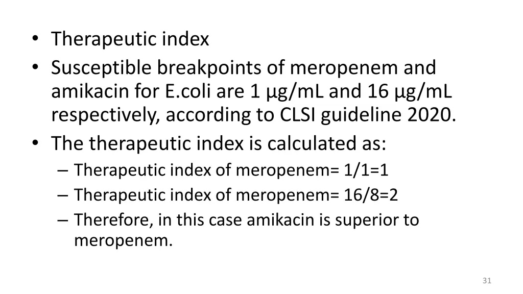 therapeutic index susceptible breakpoints