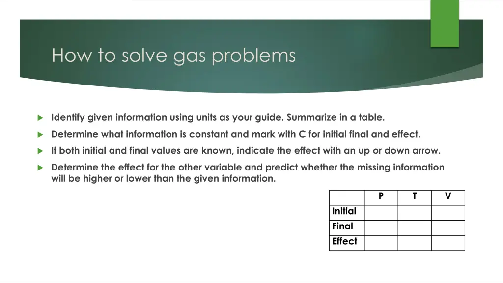 how to solve gas problems
