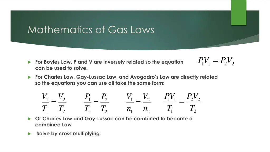 mathematics of gas laws