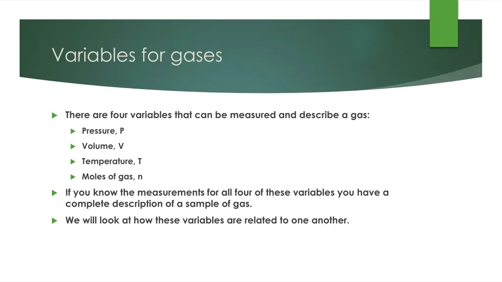 variables for gases