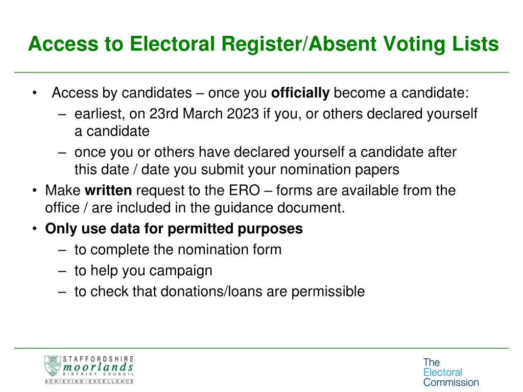 access to electoral register absent voting lists