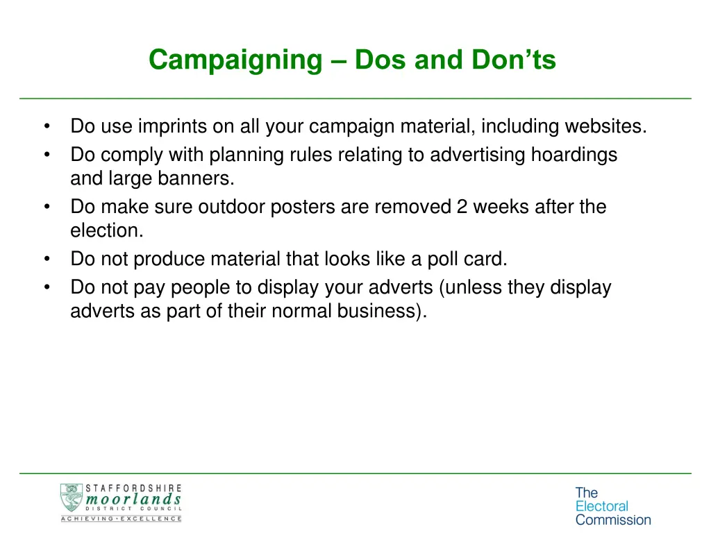 campaigning dos and don ts