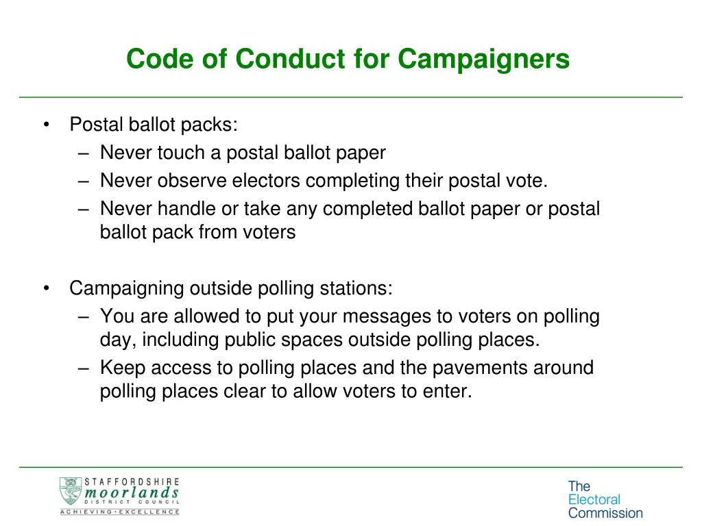 code of conduct for campaigners 1