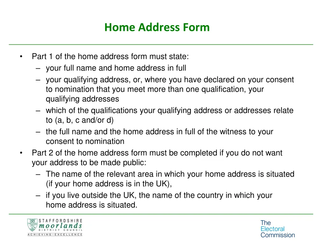 home address form