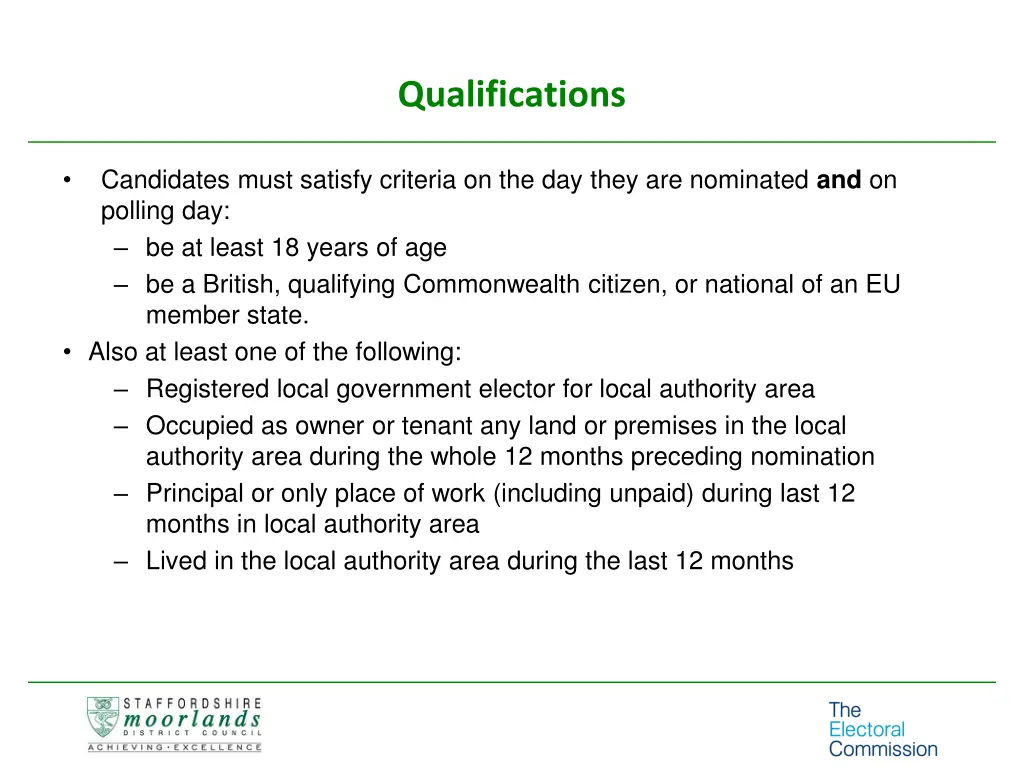qualifications