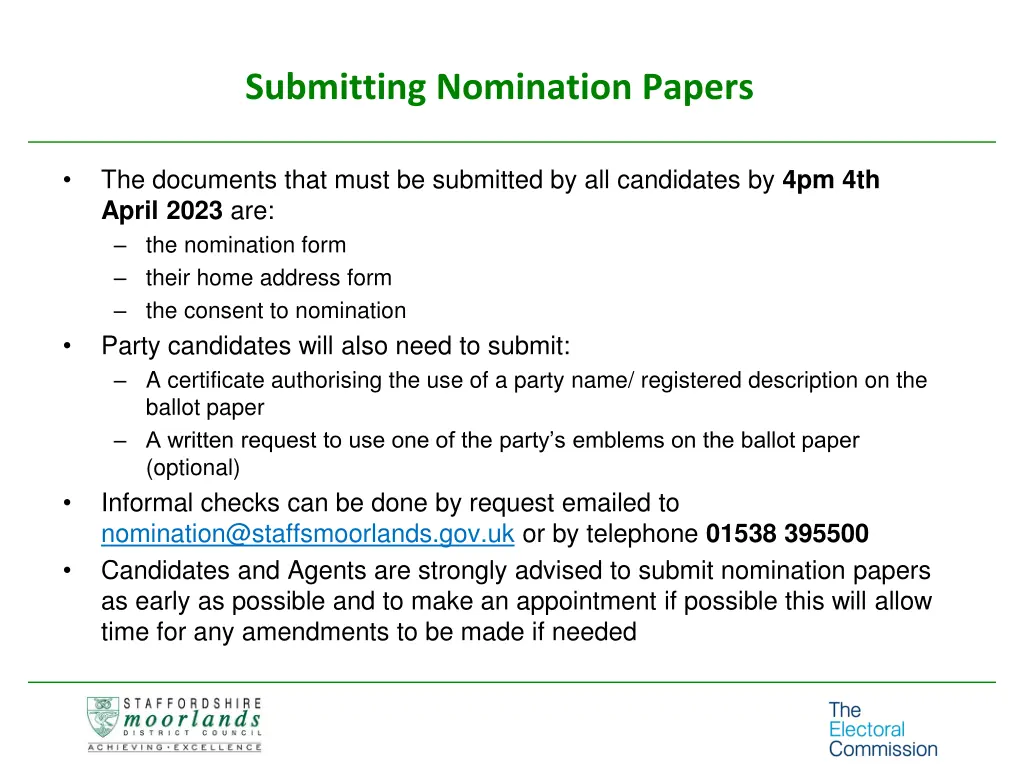 submitting nomination papers