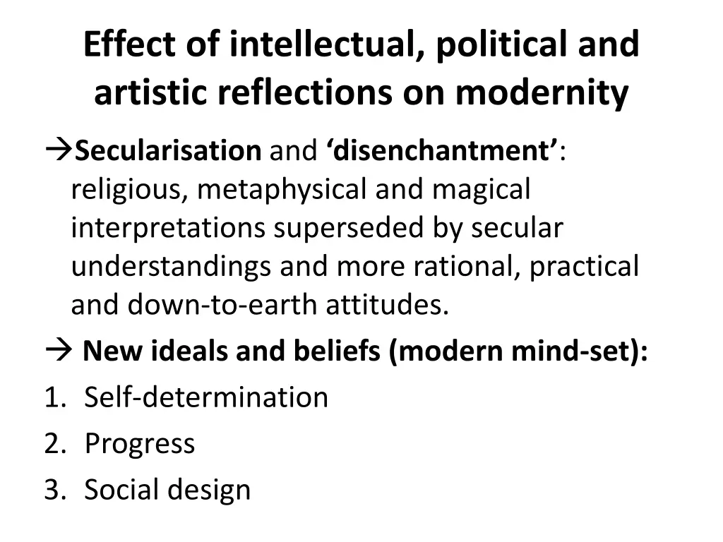 effect of intellectual political and artistic