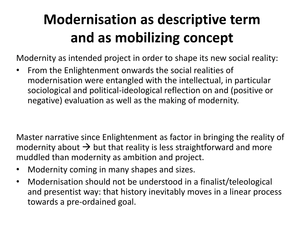 modernisation as descriptive term