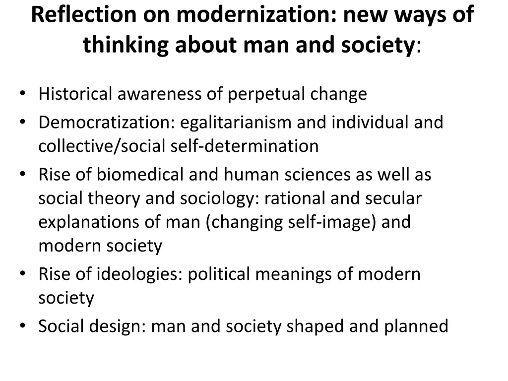reflection on modernization new ways of thinking