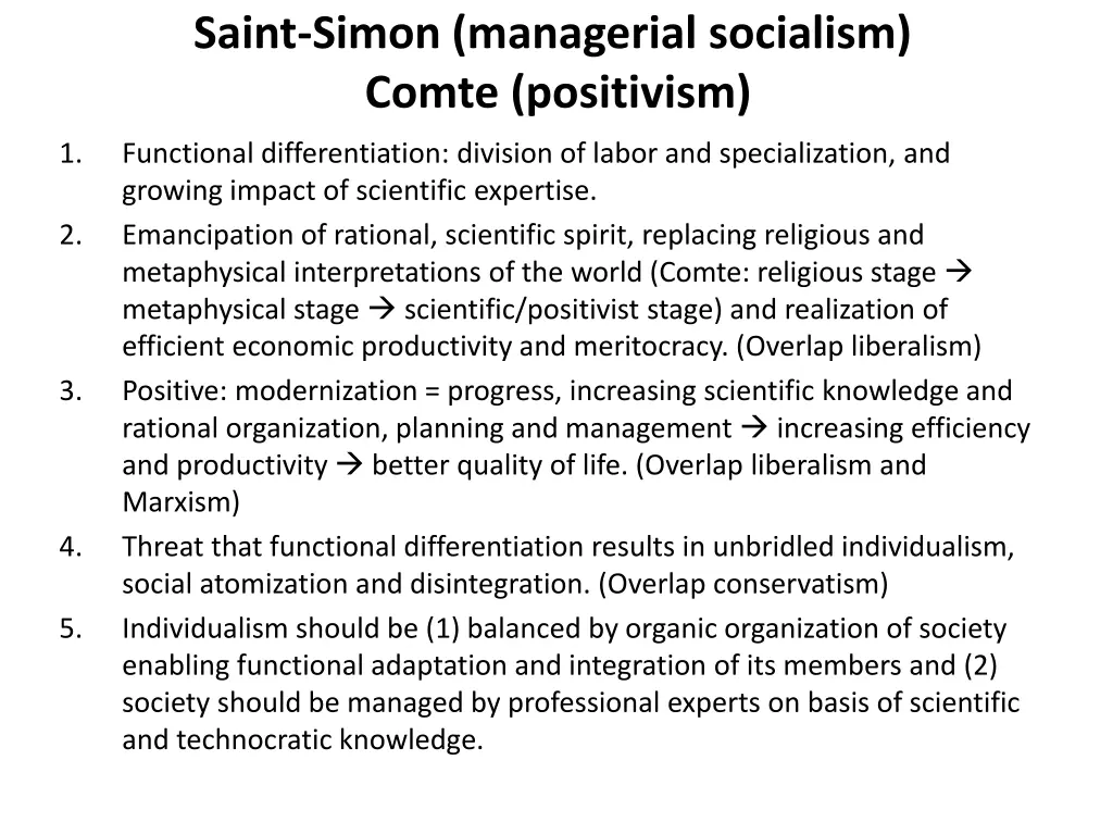 saint simon managerial socialism comte positivism