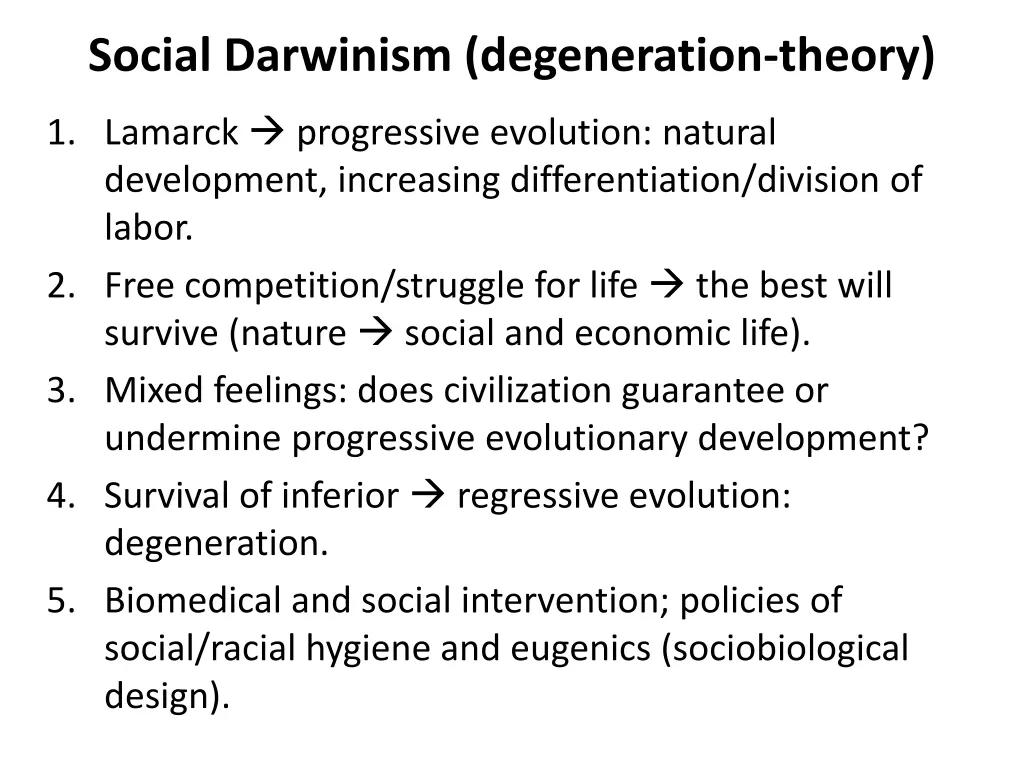 social darwinism degeneration theory