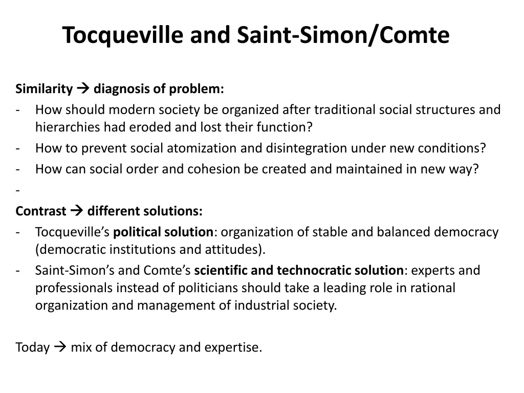 tocqueville and saint simon comte