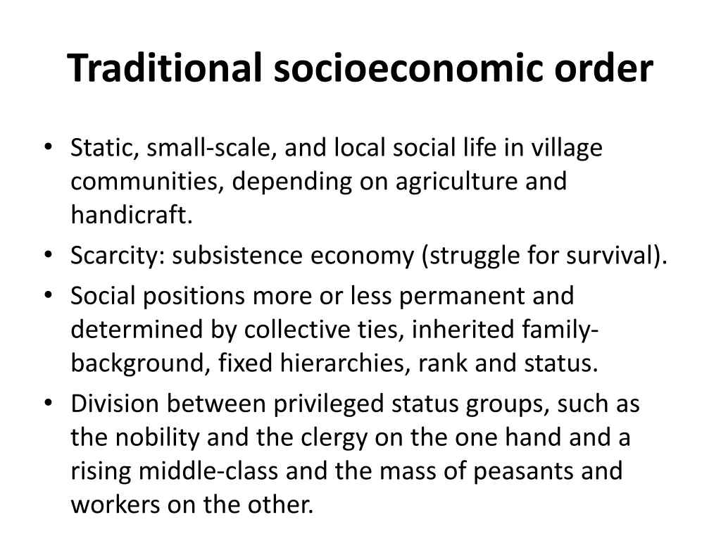 traditional socioeconomic order