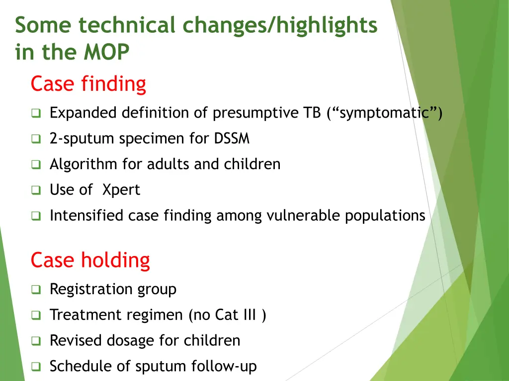 some technical changes highlights in the mop