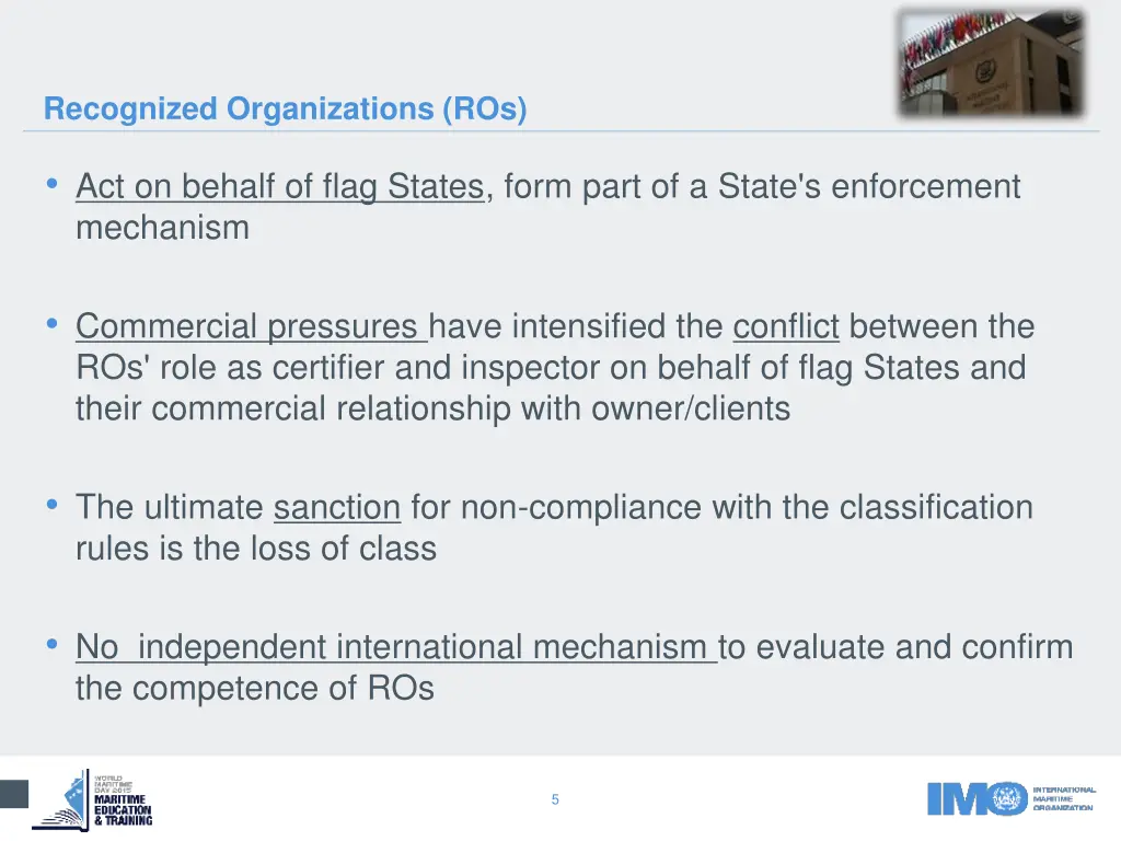 recognized organizations ros