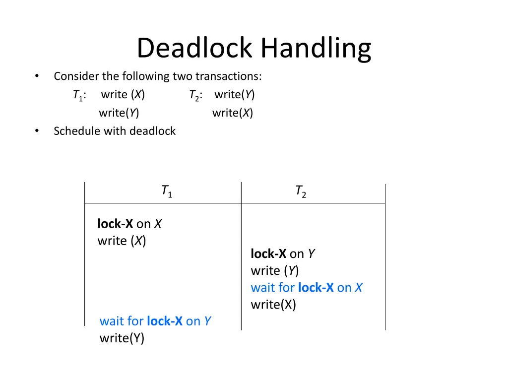 deadlock handling consider the following