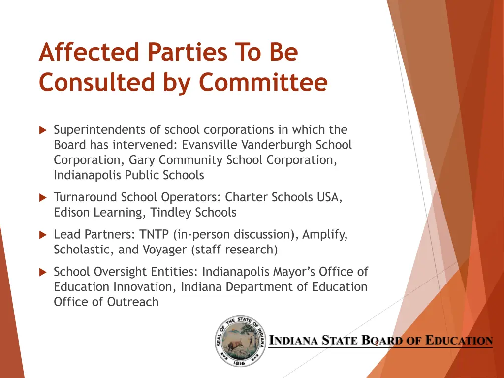 affected parties to be consulted by committee