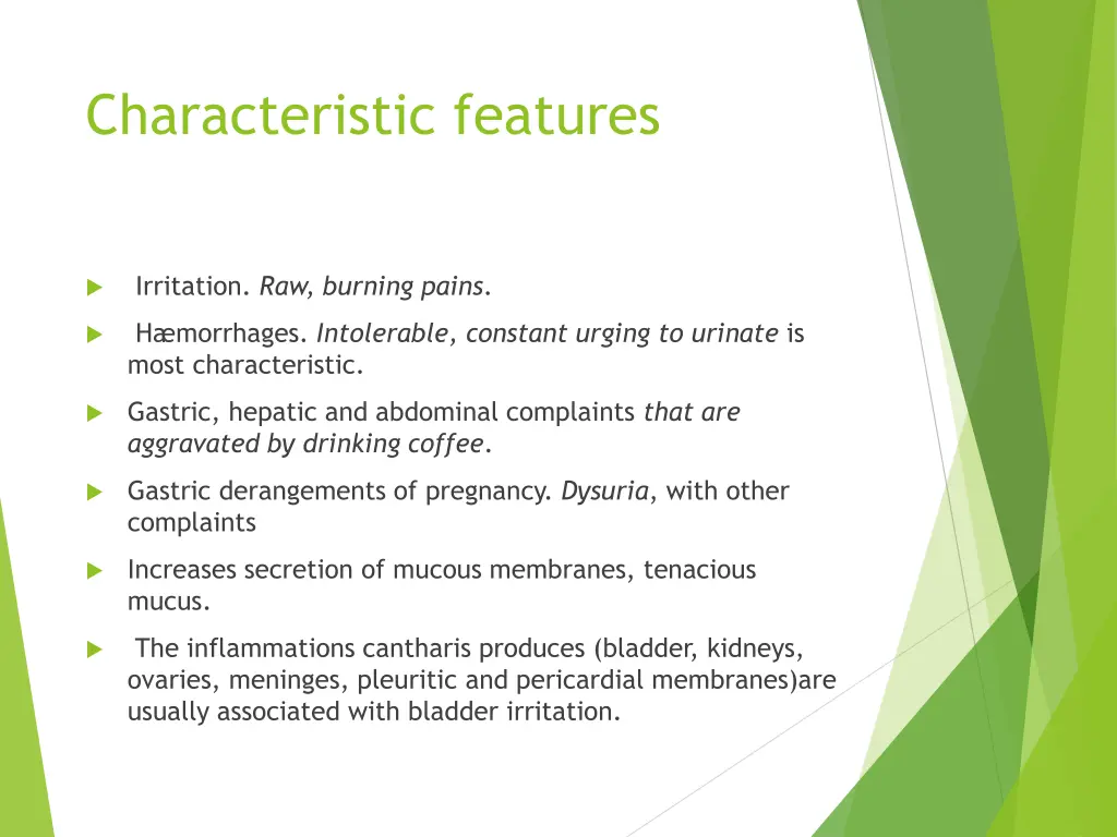 characteristic features 1