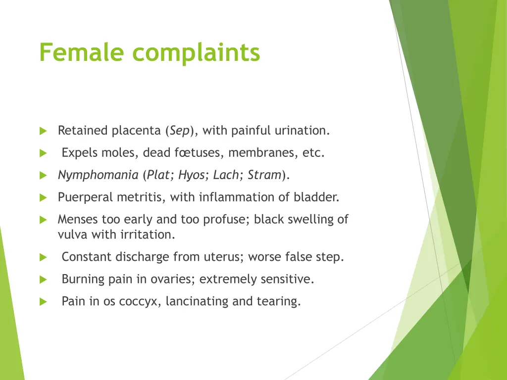 female complaints