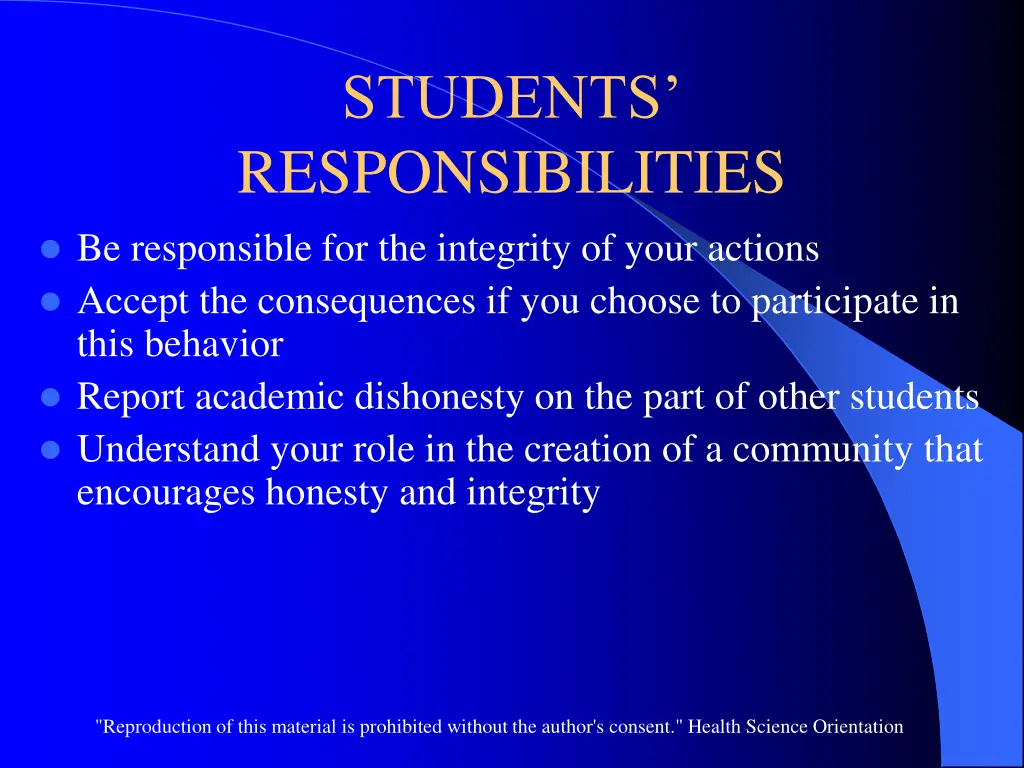 students responsibilities