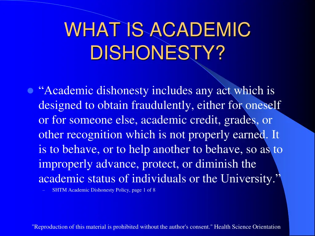 what is academic dishonesty