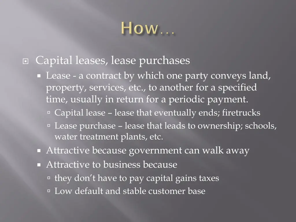 capital leases lease purchases lease a contract