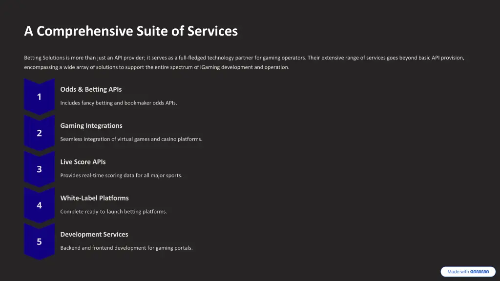 a comprehensive suite of services