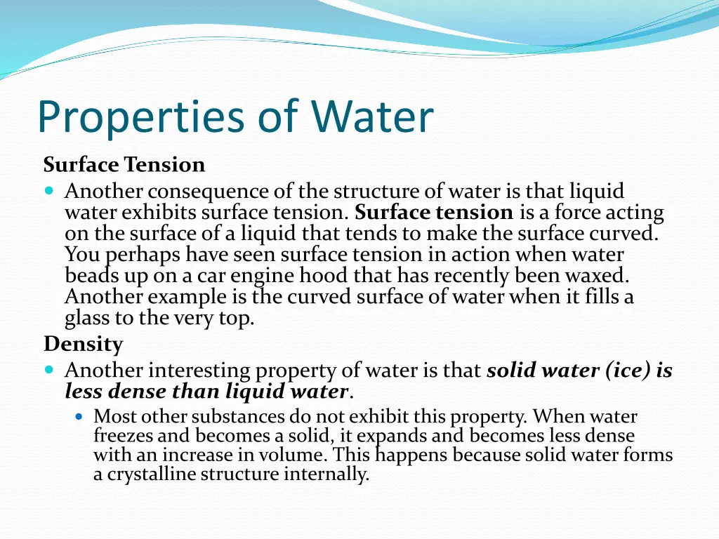 properties of water surface tension another
