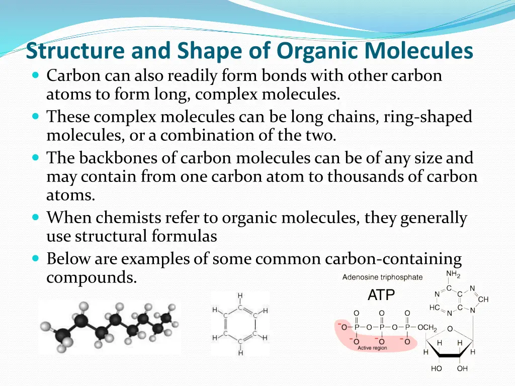 structure and shape of organic molecules carbon