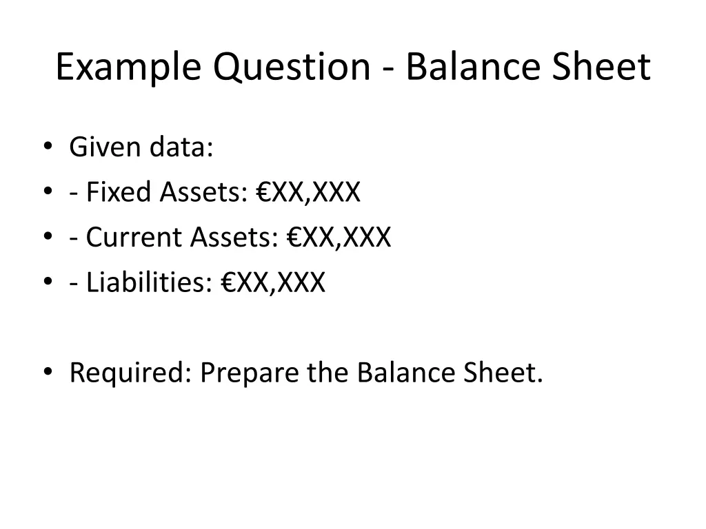 example question balance sheet