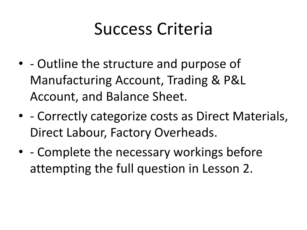 success criteria