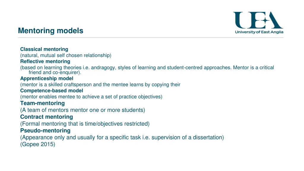 mentoring models