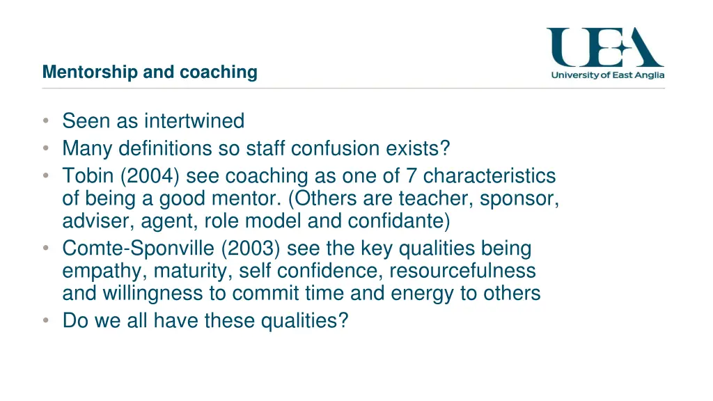 mentorship and coaching