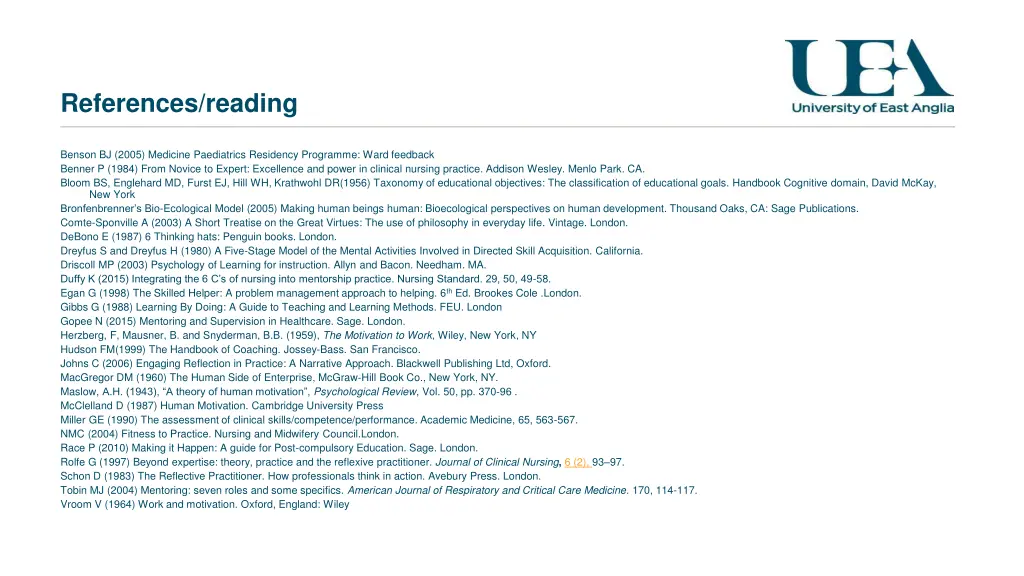references reading