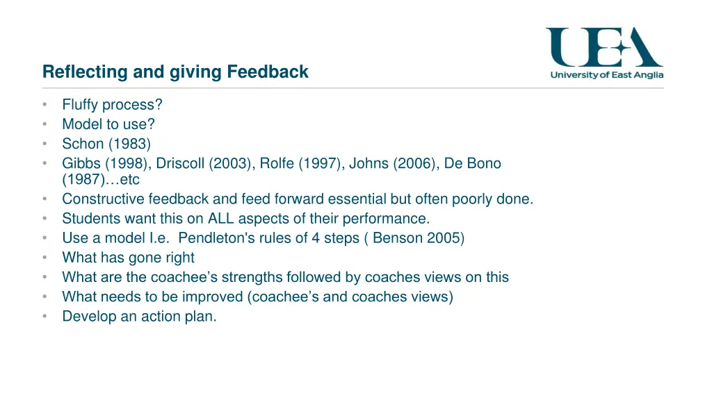 reflecting and giving feedback